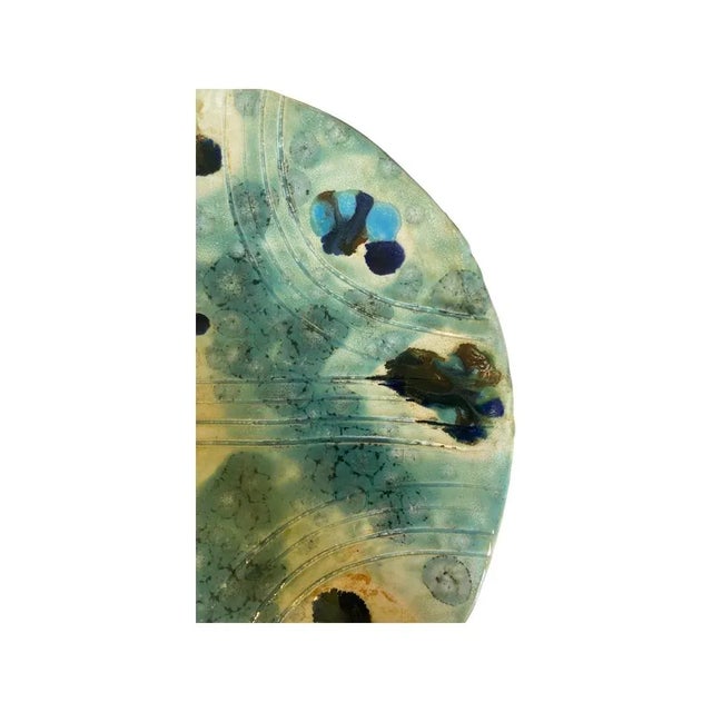 Mid-Century Modern Vintage Mid Century Modern Studio Pottery Catchall in Sea Green Tones on Three Legs For Sale - Image 3 of 8