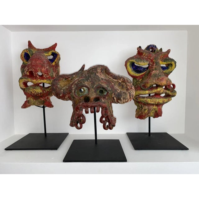 Angelo Méani (1906-1977), Art Brut Sculptures, 46cm, Painted Terracotta, Set of 3 For Sale - Image 9 of 9