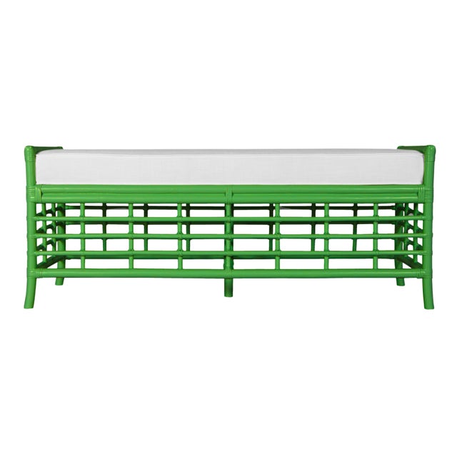 Wood Luna Bench - Bright Green For Sale - Image 7 of 7