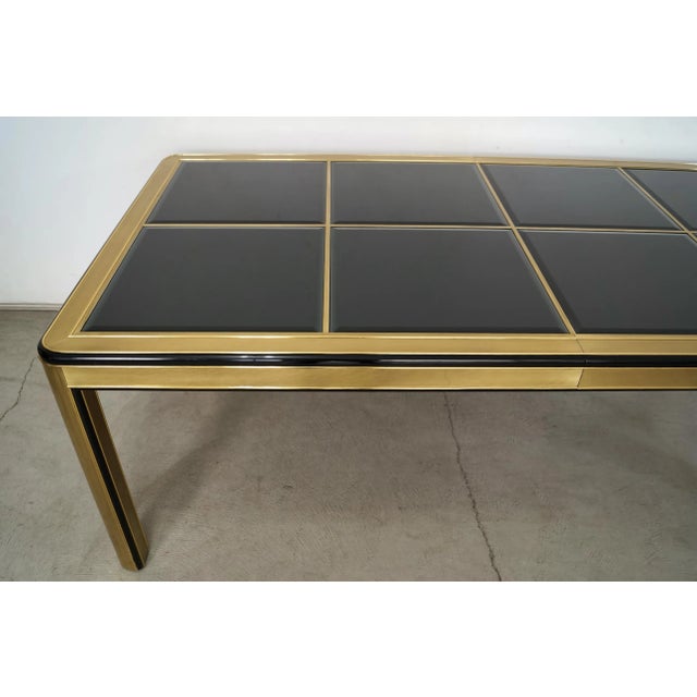 Brass 1970’s Mid-Century Modern Brass & Dark Glass Dining Table For Sale - Image 8 of 12