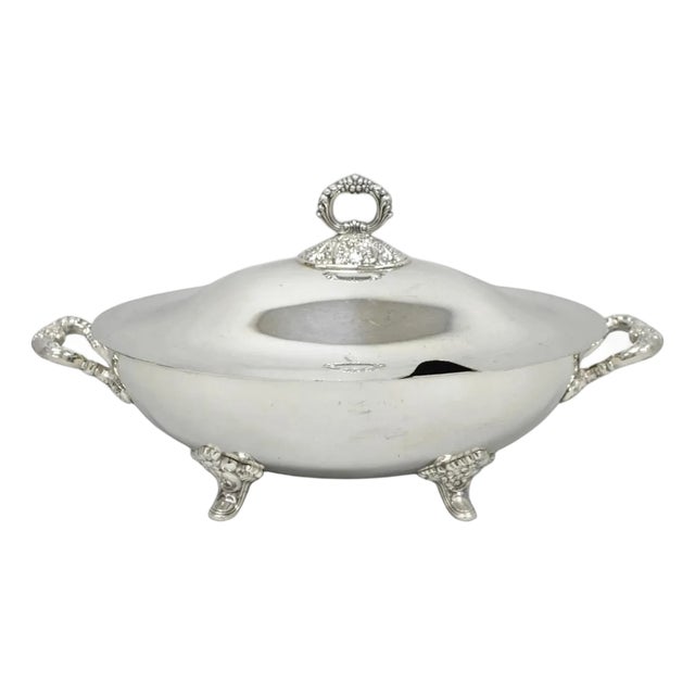 Vintage Poole Regency Style Footed Silver Plated Lidded Soup Tureen Serving Bowl For Sale