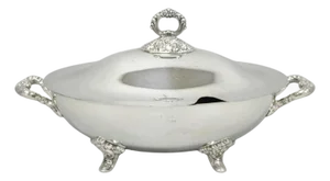 Vintage Poole Regency Style Footed Silver Plated Lidded Soup Tureen Serving Bowl