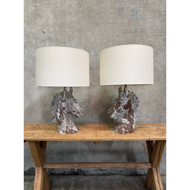 1970s Horse Head Table Lamps Metal Sculpture Rustic Equestrian Weathered - a Pair For Sale In San Francisco - Image 6 of 9