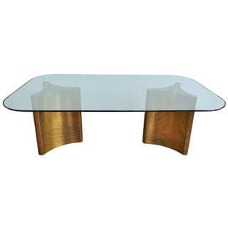 Mastercraft Brass Double Pedestal Dining Table For Sale