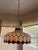 1970s Vintage Large Slag Glass Hanging Pendant Chandelier Light For Sale - Image 4 of 7