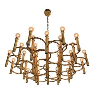 Mid-Century Sciolari Brass 30 Light Chandelier For Sale
