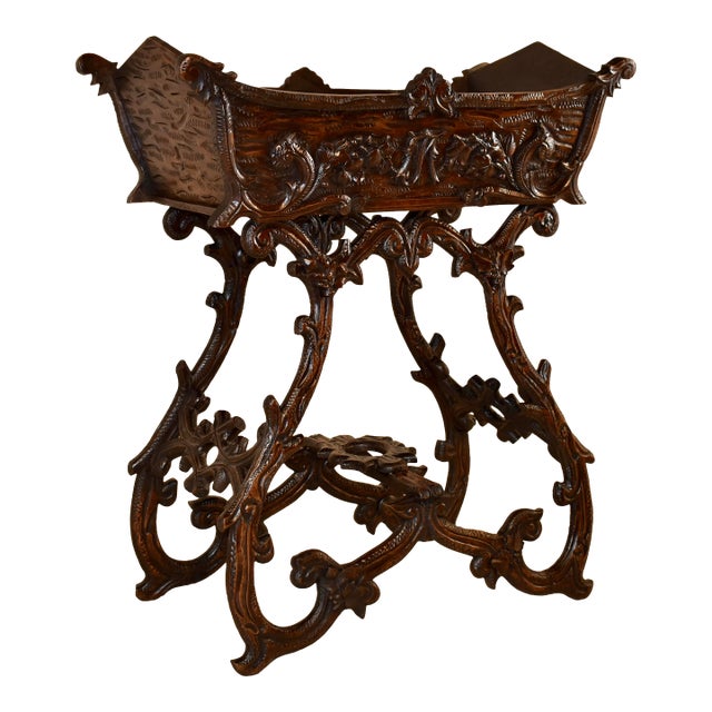 19th Century Black Forest Carved Planter on Stand For Sale
