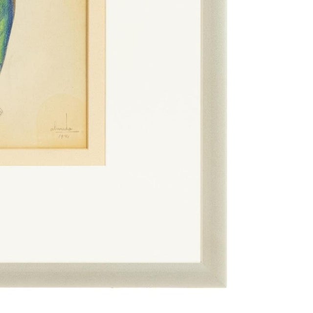 Almada Negreiros, Figure in Green, 1941, Mixed Media on Paper For Sale - Image 5 of 6