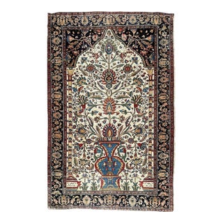 Antique Blooming Tree of Life Masterpiece Persian Ferahan Rug 4.1 x 6.4 For Sale