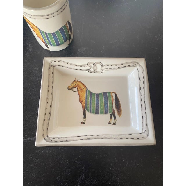 2020s Devon Collection Equestrian Catchall Tray, Blue Stripe, Made in Italy For Sale - Image 5 of 9