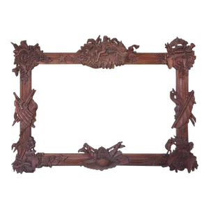 Large (58"x43") Continental Marine-Themed Finely Carved Mahogany Frame