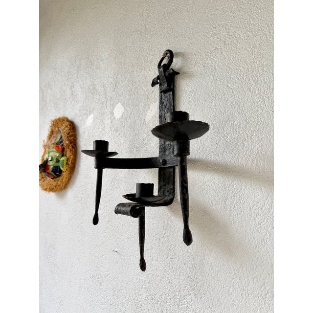 19th Century Brutalist Wall Sconces in Wrought Iron, 1890s, Set of 2 For Sale - Image 5 of 18