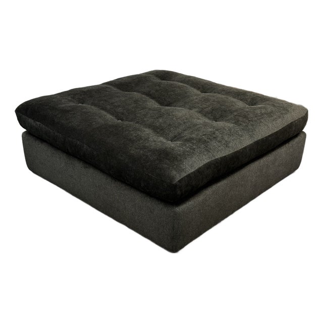 Scheiber Design Group Tufted Ottoman, Charcoal For Sale