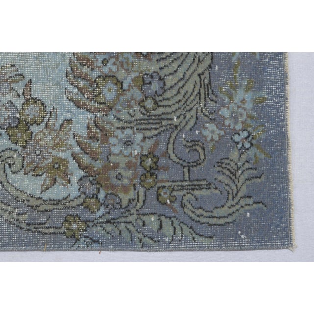 Vintage Turkish Hand-Knotted Hallway Runner Rug is a semi-antique vintage rug. '60s Oushak region of Turkey's unique rug...