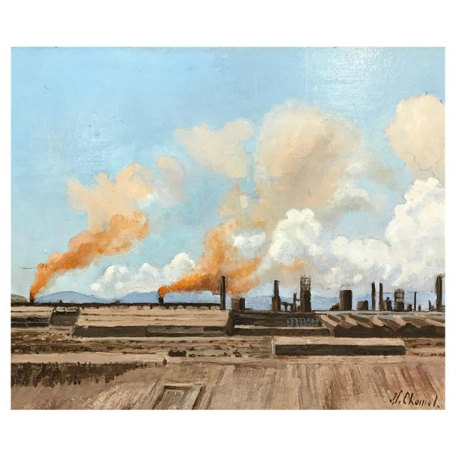 Jean F. Chomel, Red Smoke, Oil on Wood, 1969 For Sale