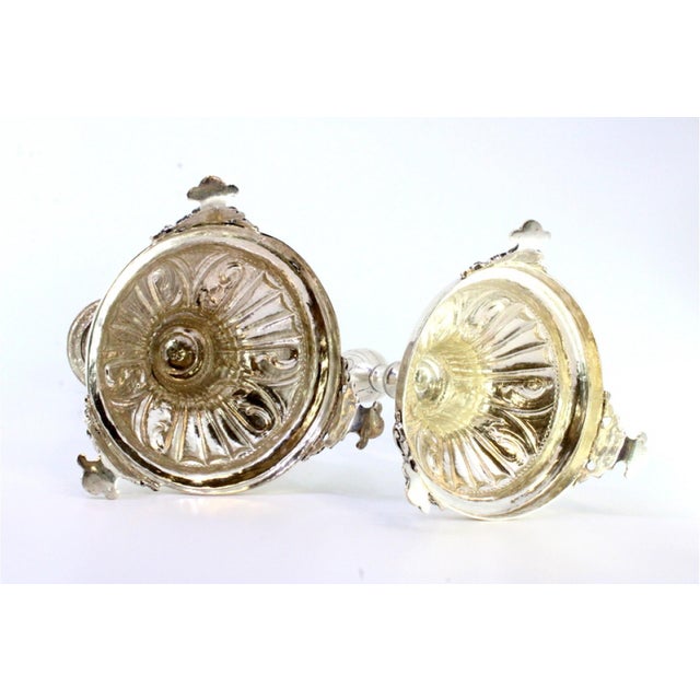 Silver Candlesticks with Turned and Engraved Shafts, Set of 2, in Very Good conditions. Designed before 1890 This piece...