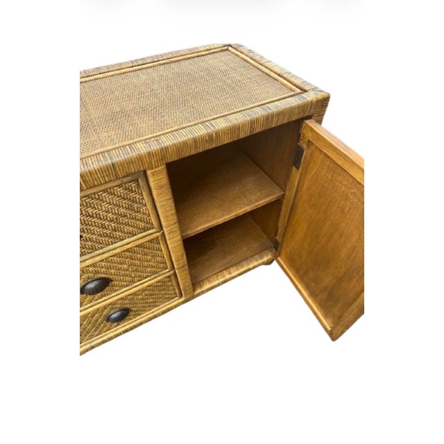 1970s Vintage Italian Rattan and Wicker Sideboard, Credenza, Buffet, Console For Sale - Image 5 of 8