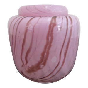 Heikki Orvola Finland Pink Candy Cane Handblown Art Glass Paperweight Vase