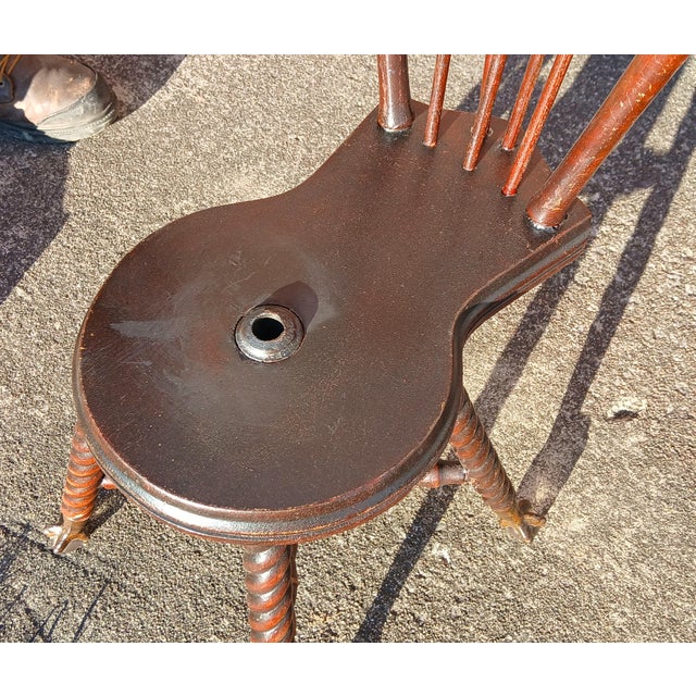1890s Antique Quarter Sawn Oak High Back Organ Stool With Claw Feet Chase Parker Meriden For Sale - Image 17 of 18