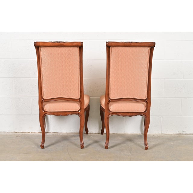 Baker Furniture French Provincial Louis XV Carved Walnut Dining Chairs, Set of Four For Sale - Image 10 of 11