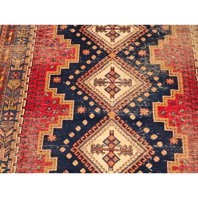 Vintage Persian Afshar Tribal Rug, Hand-Knotted Wool, Geometric Pattern, Navy & Red, 6x7 For Sale - Image 9 of 14