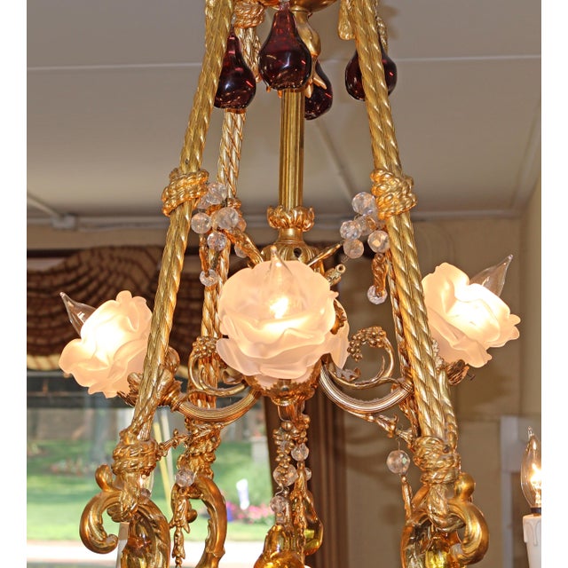 1910 French Belle Epoque Style Gilt Bronze Crystal Chandelier For Sale - Image 15 of 18