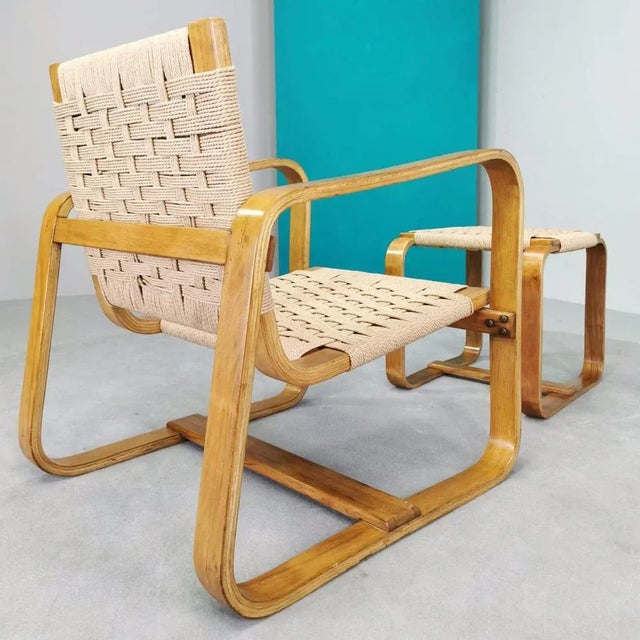 Set of Rationalist Armchair and Pouf by Giuseppe Pagano for Arredi Bocconi, 1938 For Sale - Image 4 of 13