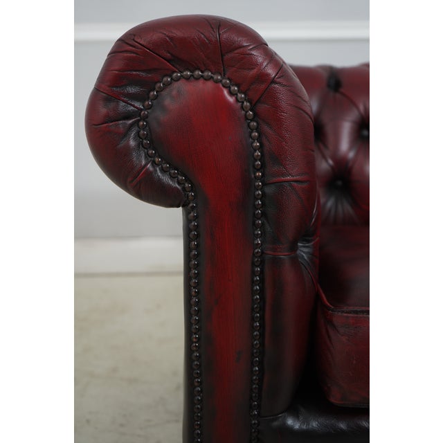 Brown Chesterfield Tufted Leather English Loveseat For Sale - Image 8 of 18