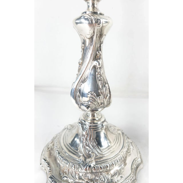19th Century Pair of French White Bronze Louis XV Rococo Style Candlesticks For Sale In New York - Image 6 of 12