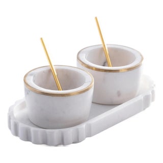 Calacatta Marble Condiment Set For Sale