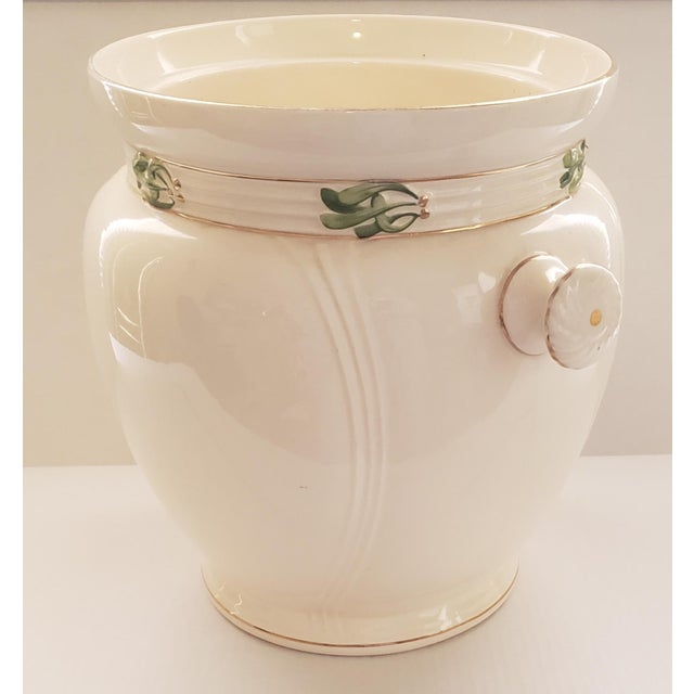 Antique Royal Bonn Franz Anton Mehlem Porcelain Jardinière — Art Nouveau Green Floral Decoration For Sale - Image 4 of 11