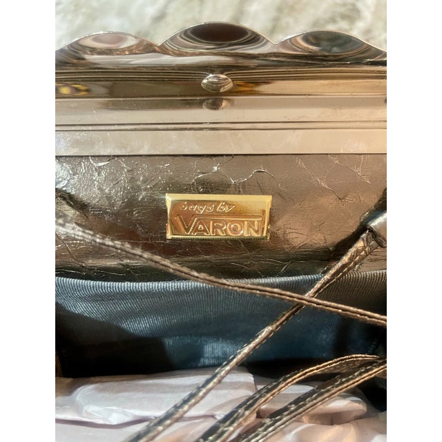 1980s Varon Pewter Snakeskin Clutch With Swarovski Crystal Frame For Sale - Image 11 of 11