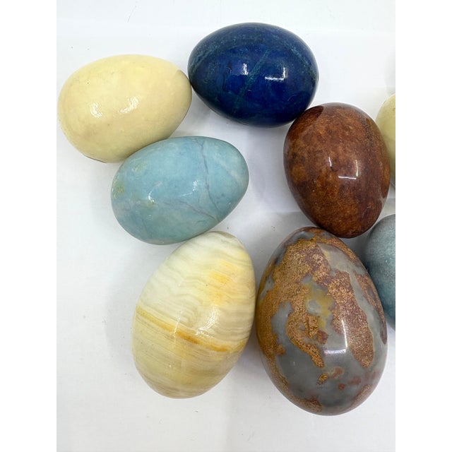 Traditional Vintage Hand Carved Alabaster Easter Eggs Made in Italy - A Set of 9 For Sale - Image 3 of 7