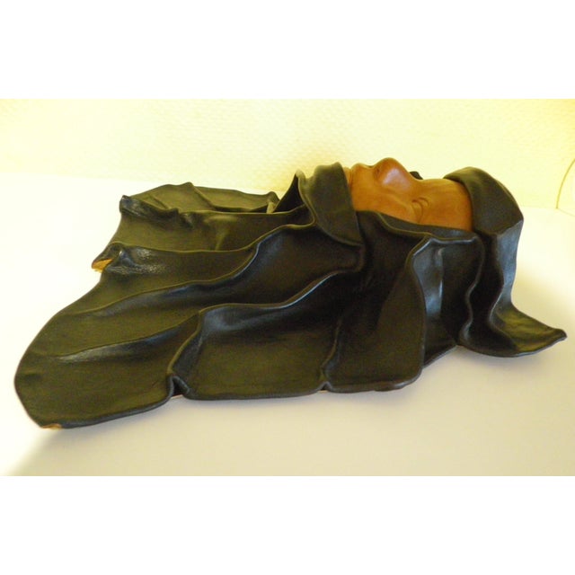 Handmade Decorative Wall Mask in Leather, 1980 For Sale - Image 4 of 11