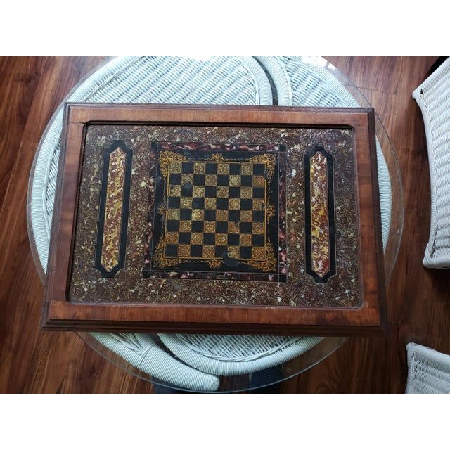 19th C American Marbleized Slate Chess Board in Walnut Frame, C. 1880 For Sale - Image 10 of 10