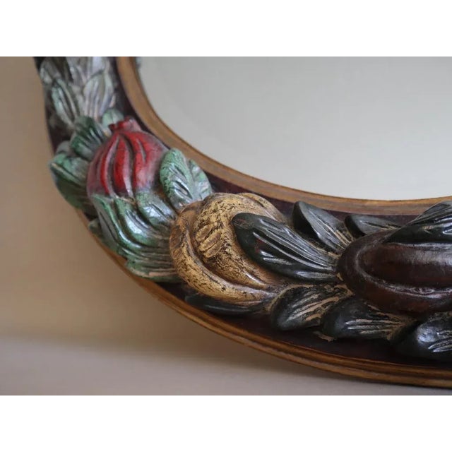 Traditional Carved Fruit Round Beveled Mirror by La Barge For Sale - Image 3 of 4