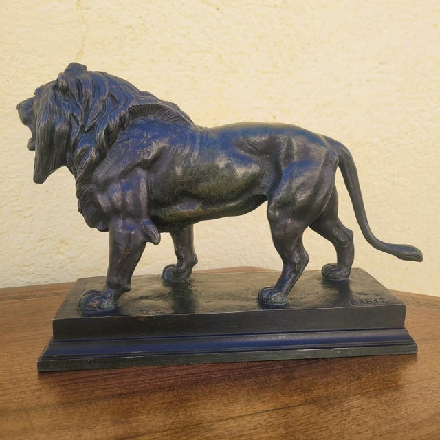 Black Alfred Barye, Alf Barye, Walking Lion, 1800s, Bronze For Sale - Image 8 of 17