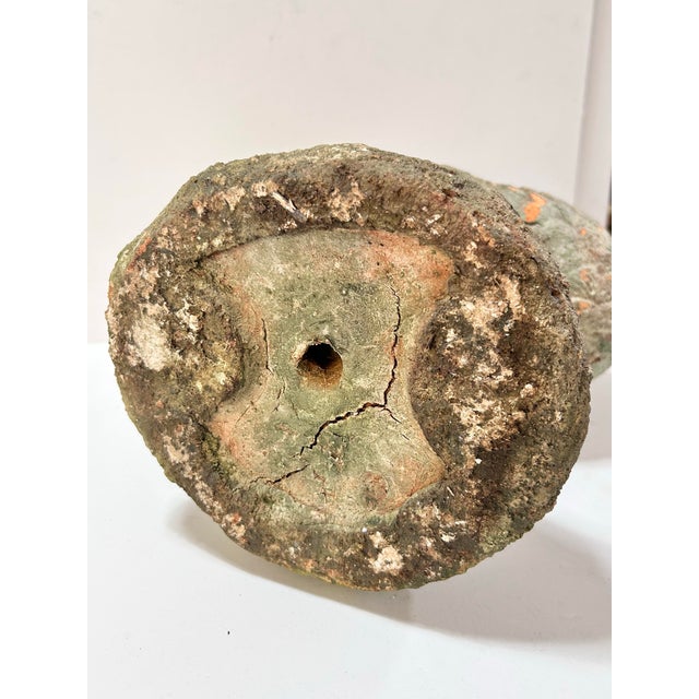 Vintage Weathered Terracotta Rooster Garden Statue With Moss Patina For Sale - Image 9 of 9