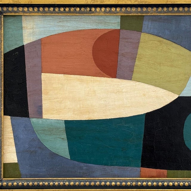 Mid-Century Modern Contemporary Bold Abstract Oil Painting in Vintage Frame For Sale - Image 3 of 6