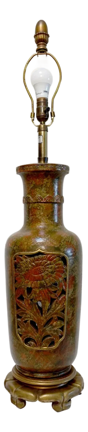1960s Marbro Ceramic Flower Motif Monumental Lamp