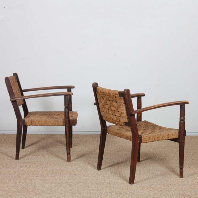 Set of Rope Armchairs in the style of Audoux and Minet, 1950 For Sale - Image 4 of 5