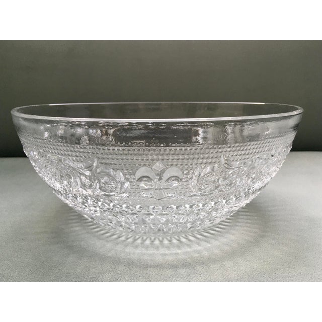 Hollywood Regency Mid 20th Century Scrollwork Pressed Glass Serving Bowl For Sale - Image 3 of 6