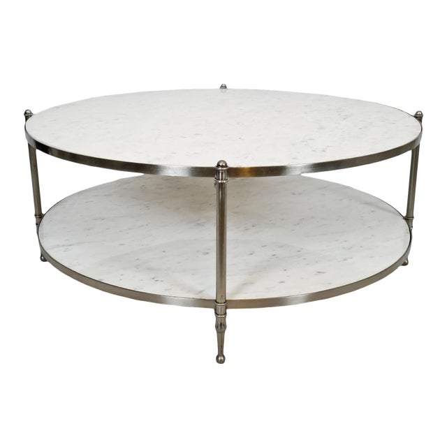 Modern Round White Marble Nickel Coffee Table Chairish