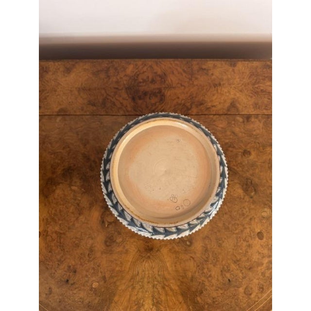 19th Century Antique Silver Rimmed Stoneware Bowl by Hannah Barlow for Royal Doulton, 1880 For Sale - Image 5 of 7