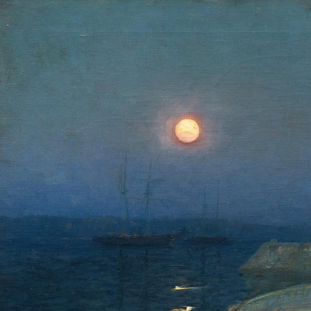 Late 19th Century 'Etaples' by Charles John Dickman, Nocturne With Boats, Académie Julian, Paris Salon, San Francisco For Sale - Image 5 of 10