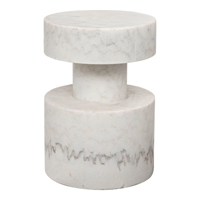 NOIR Mamud Marble Side Table in White Stone For Sale