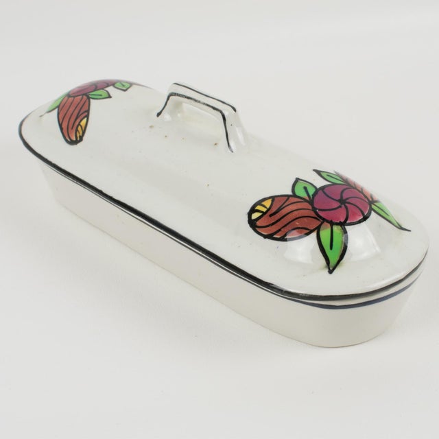 Art Deco Faience Ceramic Dresser Bowl, Pitcher and Boxes by Auguste Mouzin For Sale - Image 16 of 18