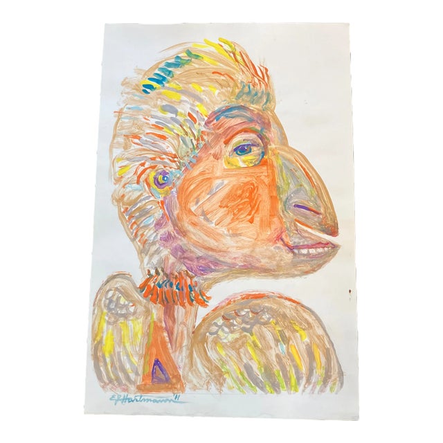 Contemporary Original e.j. Hartmann Abstract Portrait Painting For Sale