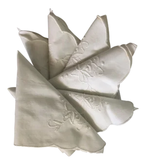 Vintage Linen Embroidered Cocktail Napkin - Set of 6