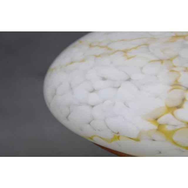 Brass Table Lamp with Wooden Base and Glass Shade, 1940s For Sale - Image 6 of 14